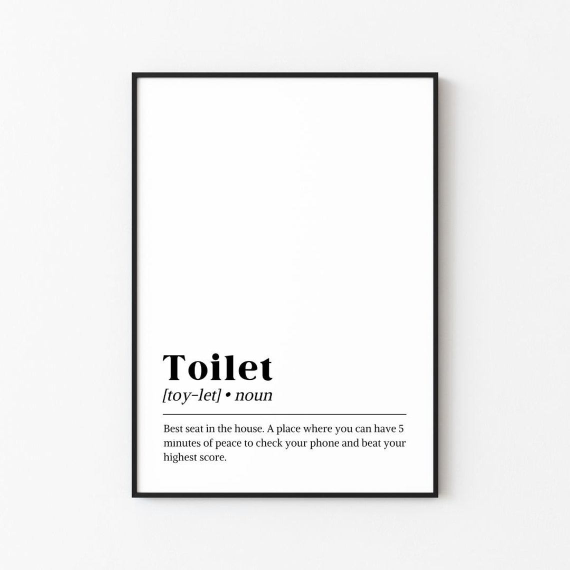 Toilet Definition Funny Dictionary Bathroom Quote Typographic Poster