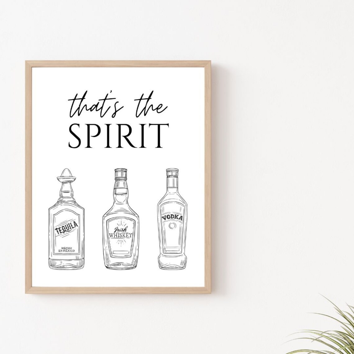 Thats the Spirit Funny Tequila Whiskey Vodka Bottles Bar Poster - Image 2