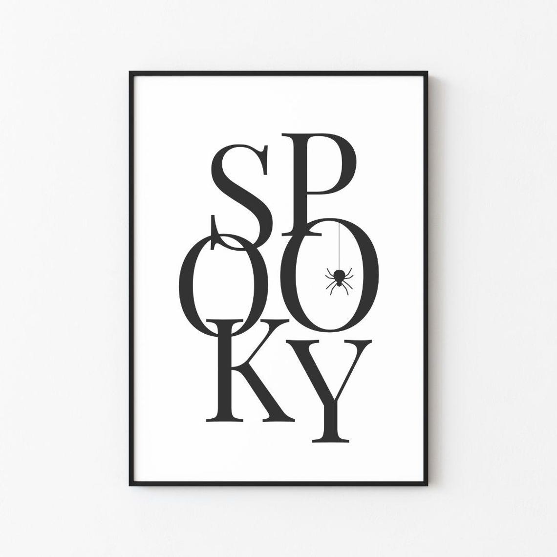 Spooky Serif Typography Hanging Spider Minimalist Halloween Poster - Image 3