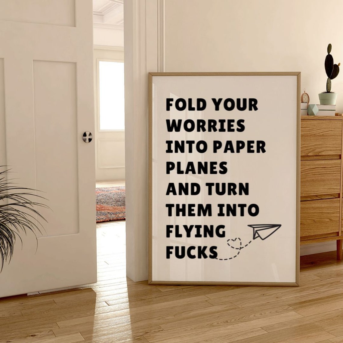 Fold Your Worries Paper Planes Flying Fucks Explicit Quote Poster - Image 3