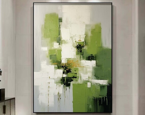 Green Abstract Oil Painting Original Green Painting Green Texture Painting Large Textured Art Modern Green Wall Art Green Painting