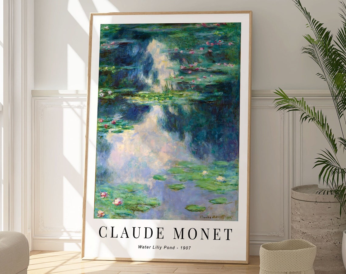 Claude Monet Water Lily Pond 1907 Cloud Reflection Pink Lilies Poster