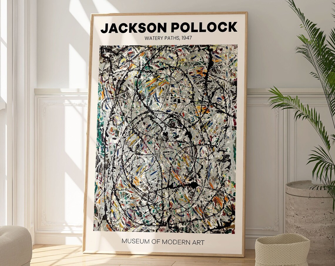 Jackson Pollock-Inspired Watery Paths Abstract Art Print