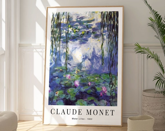 Monet-Inspired Water Lilies, Modern Botanical Poster