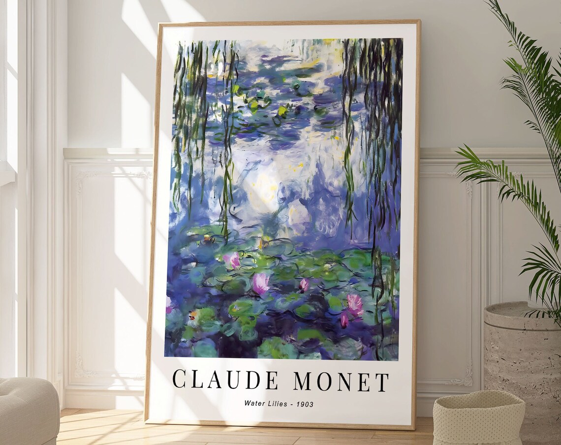 Monet-Inspired Water Lilies, Modern Botanical Poster