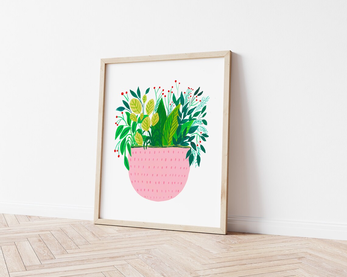 Pink Plant Art Print, Plant Lover Gift for Mothers Day - Image 3