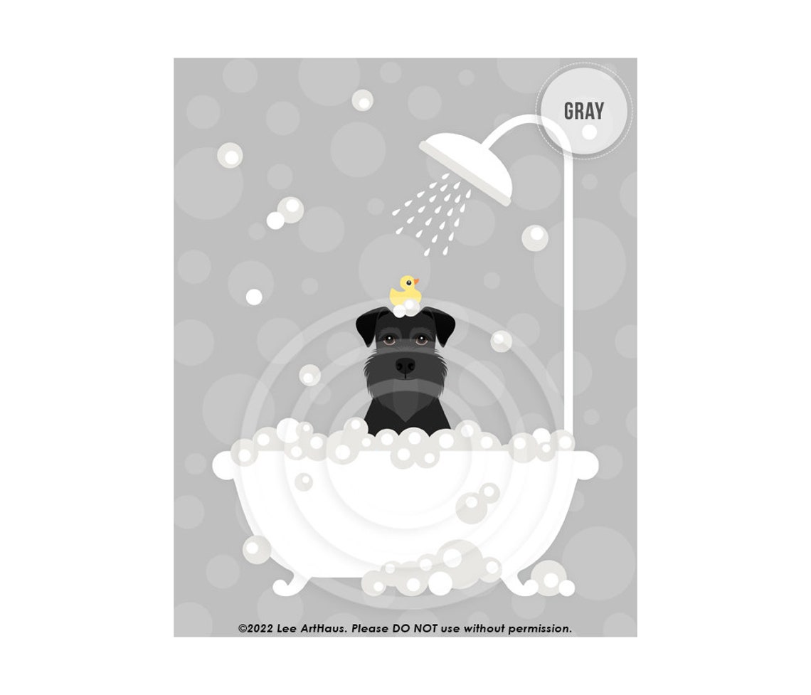 Black Schnauzer Bubble Bath Clawfoot Tub Rubber Duck Bathroom Poster