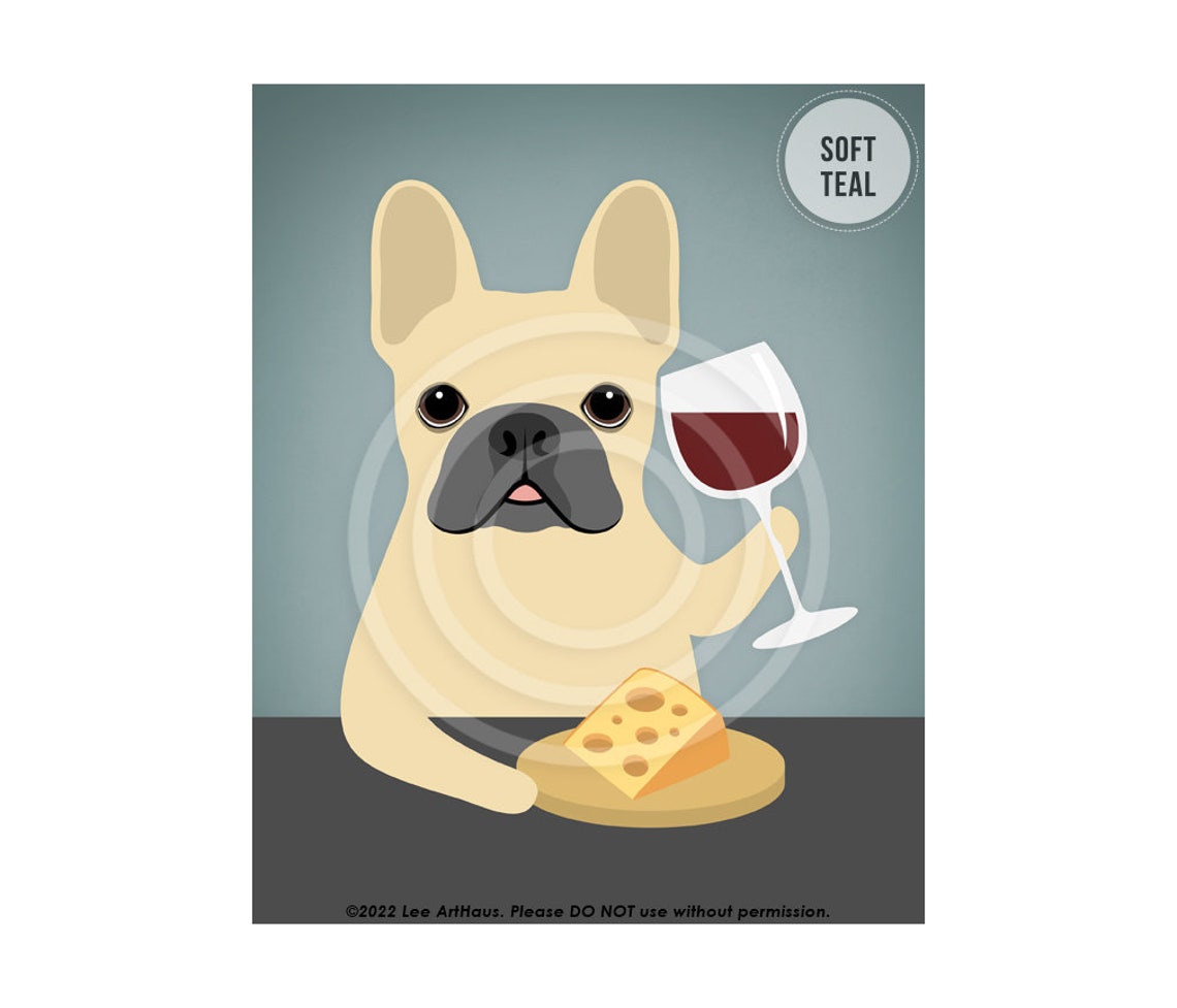 538dp Wine Decor French Bulldog Drinking Bottle Of Wine Wall Art Wine Prints Wine Lover Gifts French Bulldog Art Dog Poster - Image 4