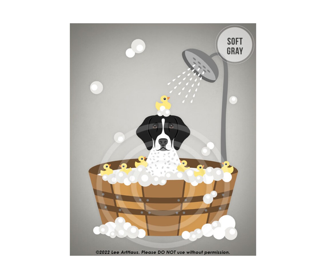 German Shorthaired Pointer In Wooden Tub Bath With Rubber Ducks Poster - Image 3
