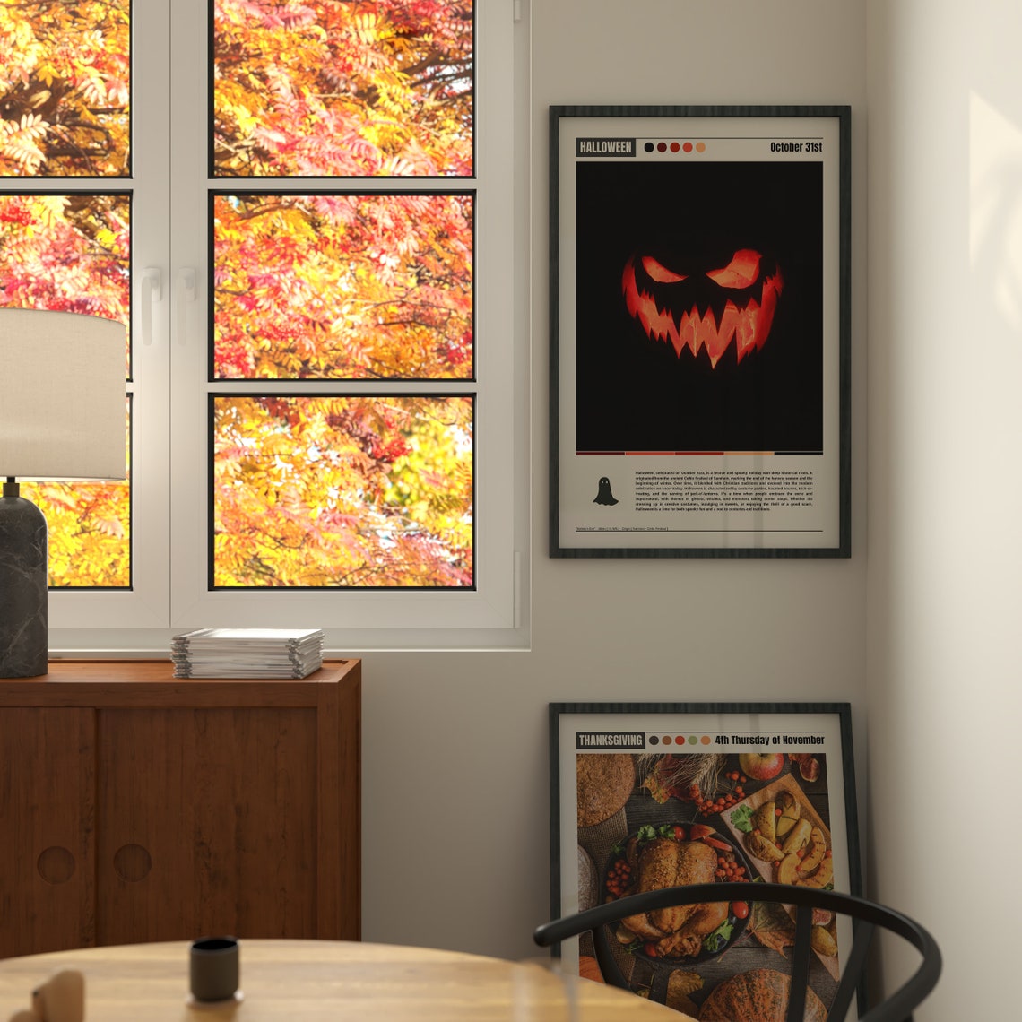 Halloween October 31st Menacing Glowing Jack O Lantern Face Poster - Image 2