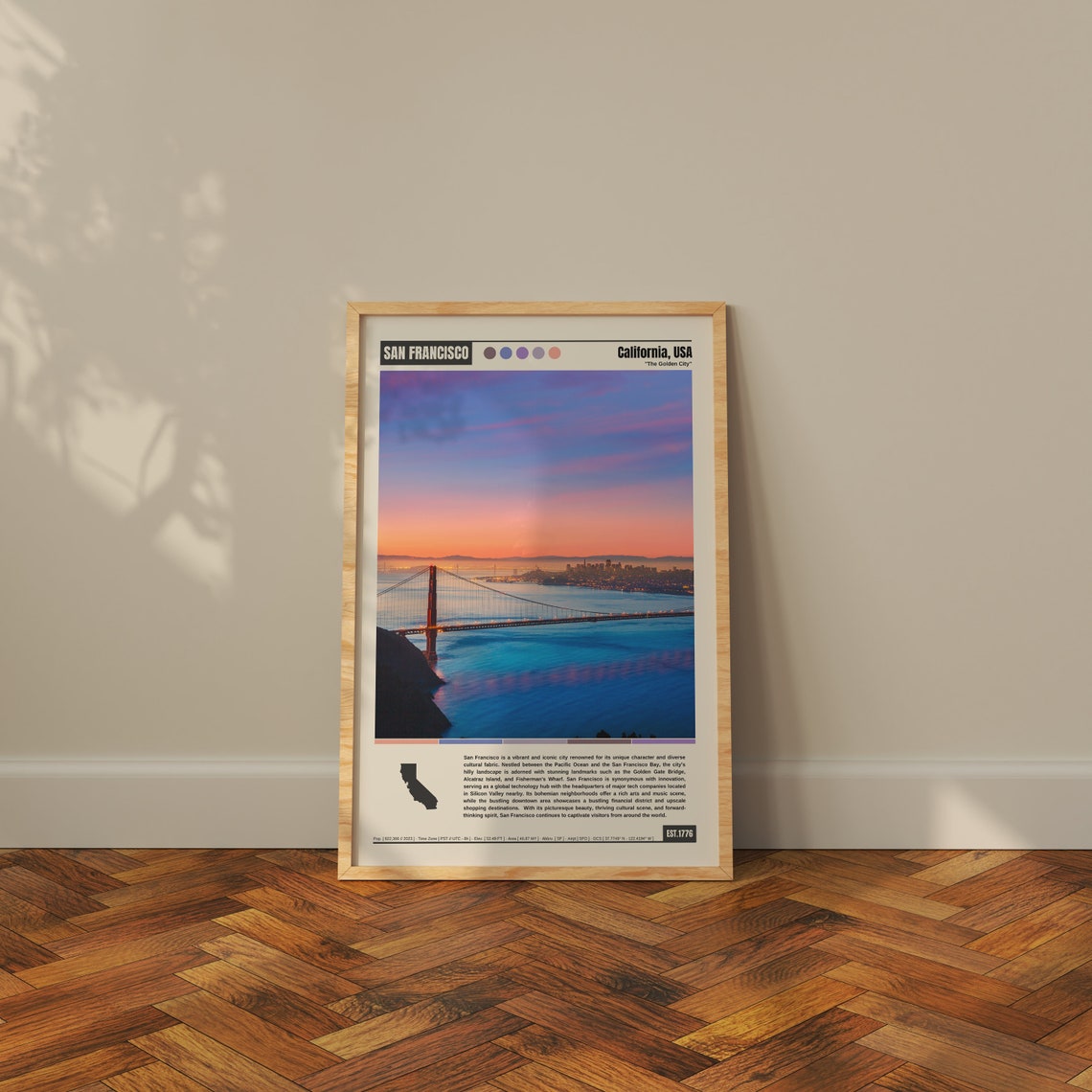 San Francisco California Golden Gate Bridge Sunset Bay View Poster - Image 3