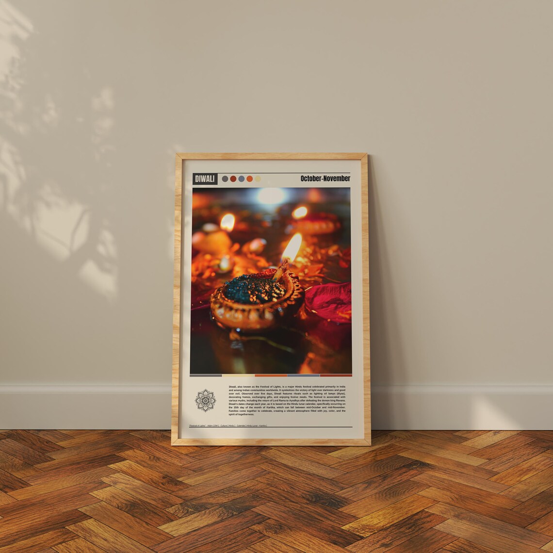 Diwali Festival of Lights Oil Lamp Close-Up Celebration Culture Poster - Image 3
