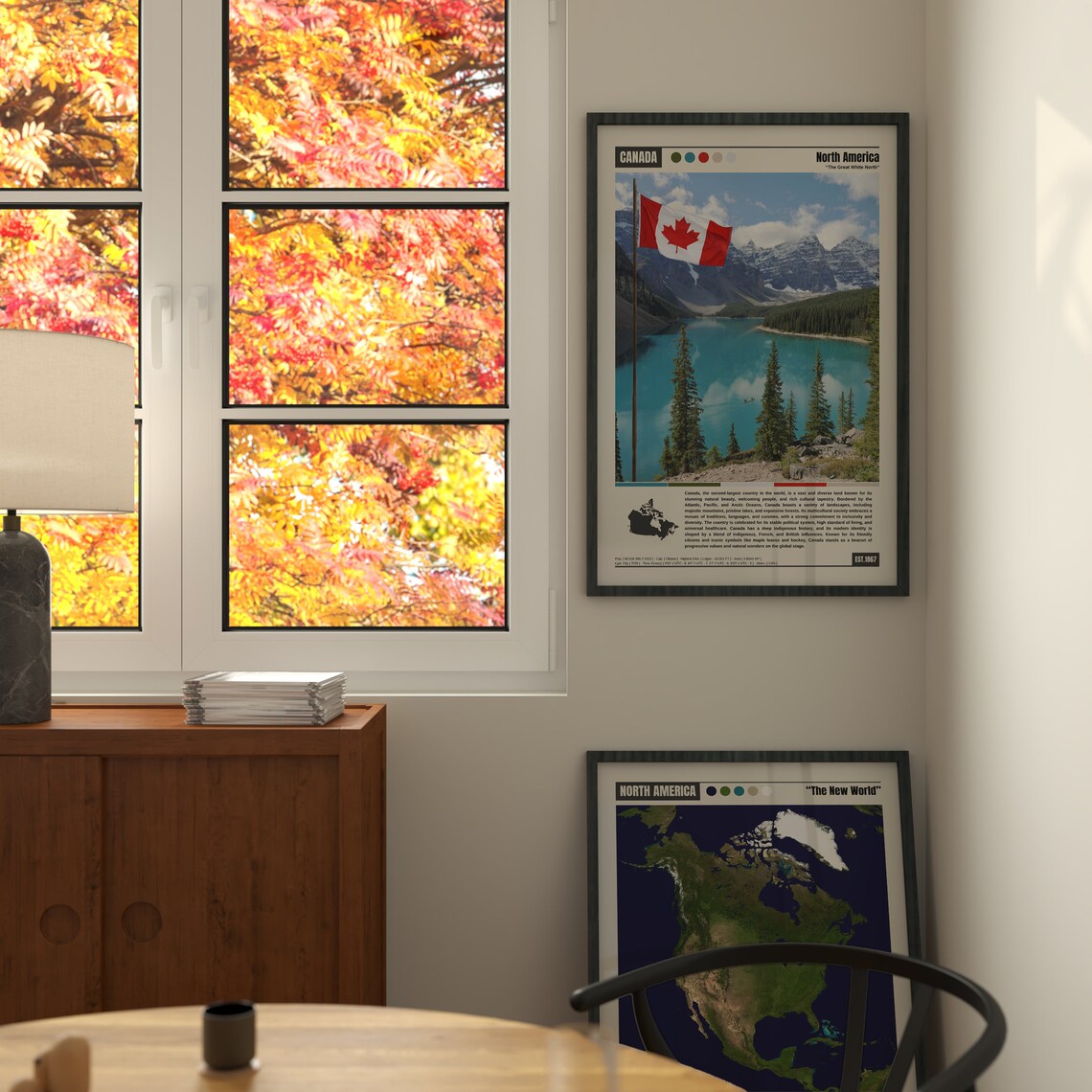 Canada Great White North Flag at Moraine Lake Mountain Poster - Image 2