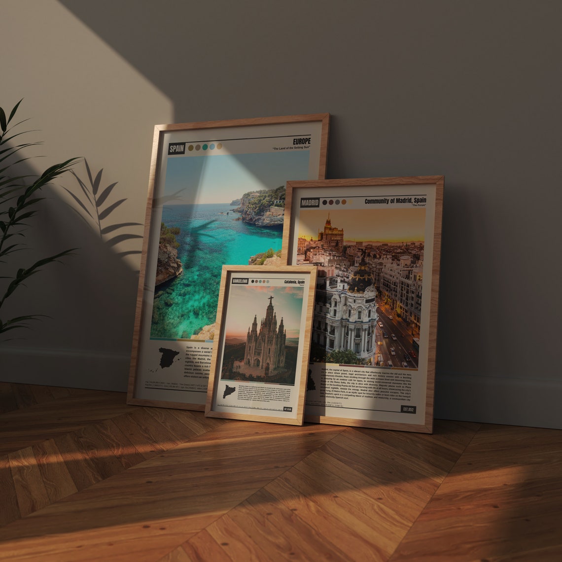 Barcelona Spain Tibidabo Sagrat Cor Church Sunset View Poster - Image 2