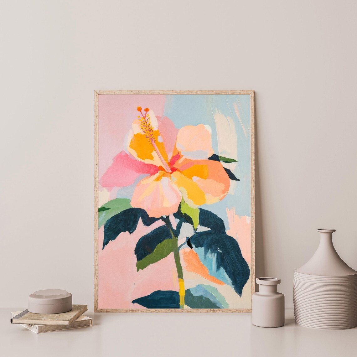 Tropical Flower Print, Retro Coastal Wall Art - Image 3