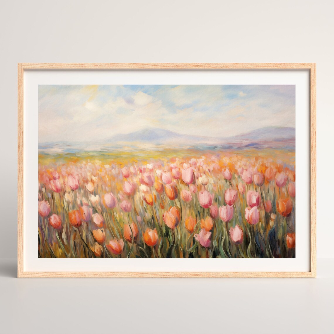 Tulip Field Vintage Landscape Art Print, Modern Farmhouse - Image 2