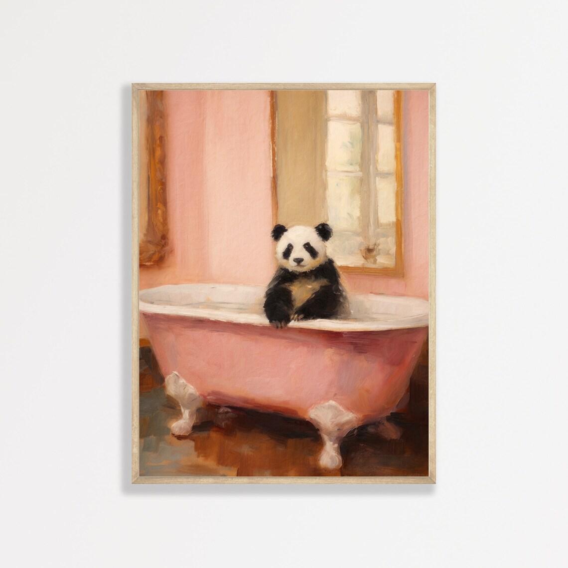 Panda Bathroom Retro Trendy Art Print, Vintage