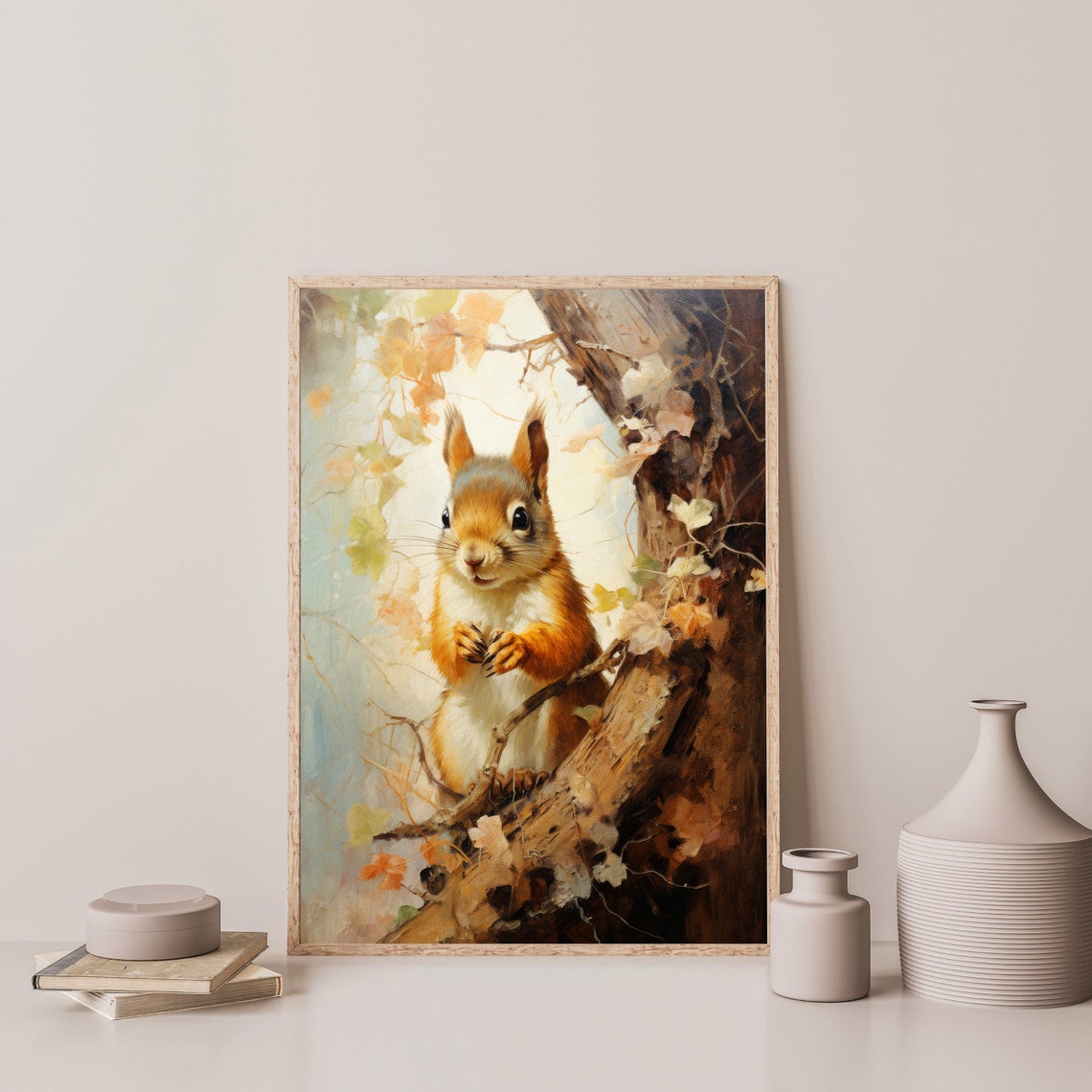 Cute Squirrel Print Vintage Nursery Wall Art Print Antique Moody Nature Oil Painting Rustic Cottage Home Apartment Decor P 654 - Image 3