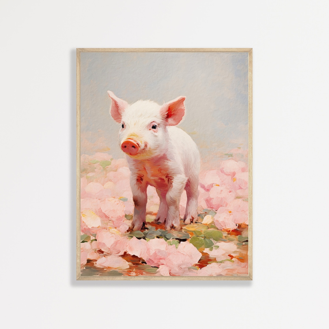 Retro Pig Vintage Nursery Art Print, Farmhouse Decor