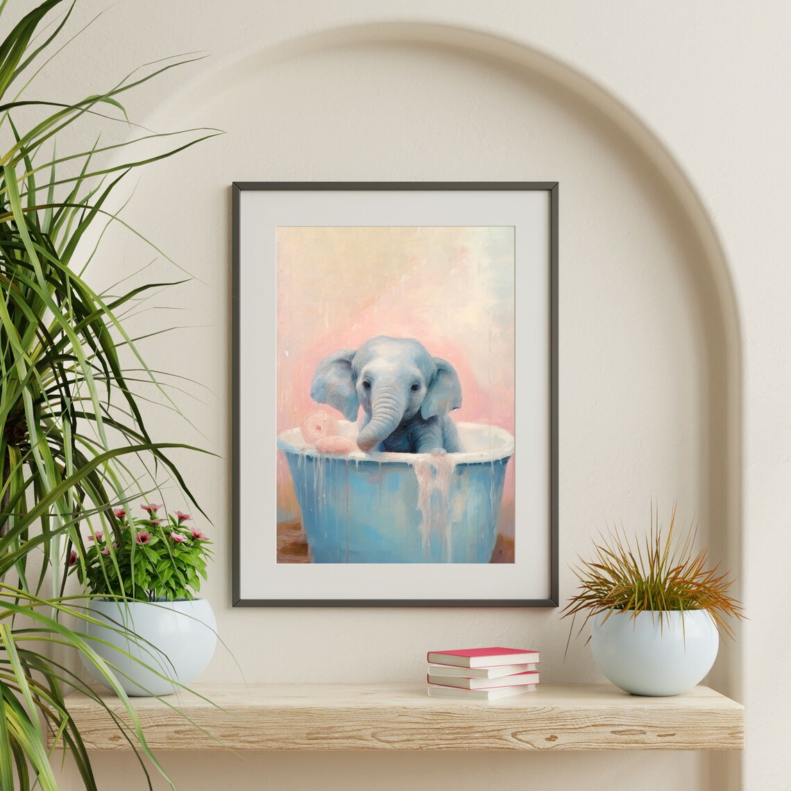 Retro Elephant Pastel Art Print for Nursery Kids - Image 2
