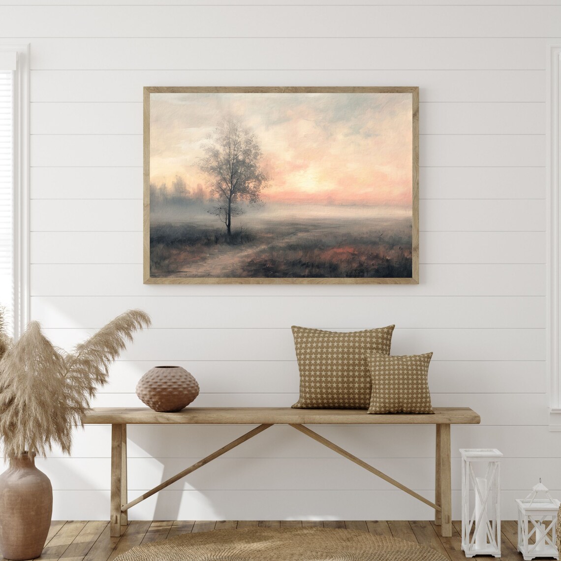 Retro Countryside Field Landscape Wall Art Print - Image 3