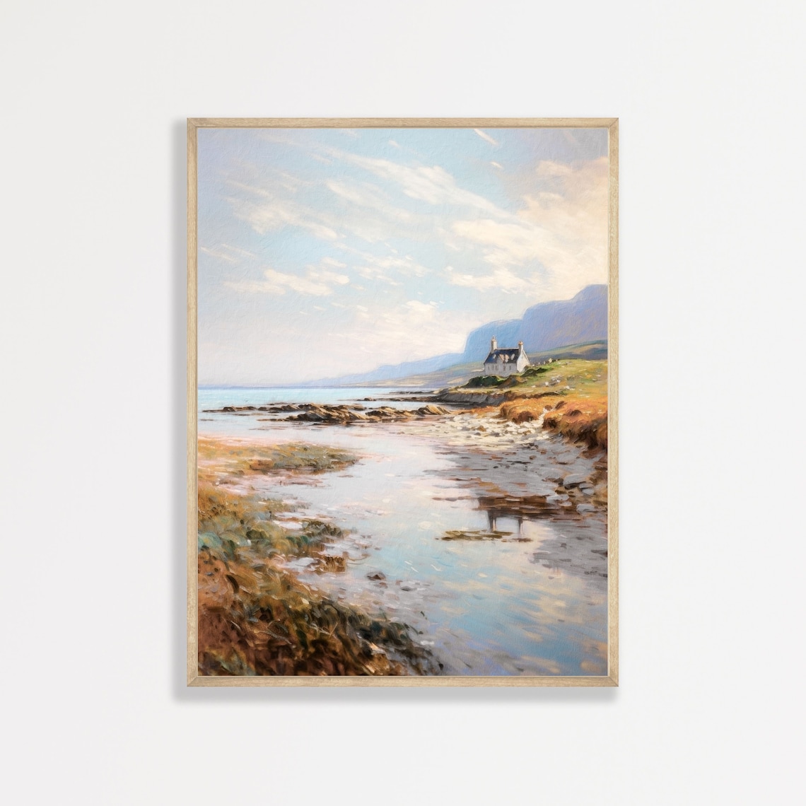 Retro Coastal Seascape Art Print, Ocean Landscape