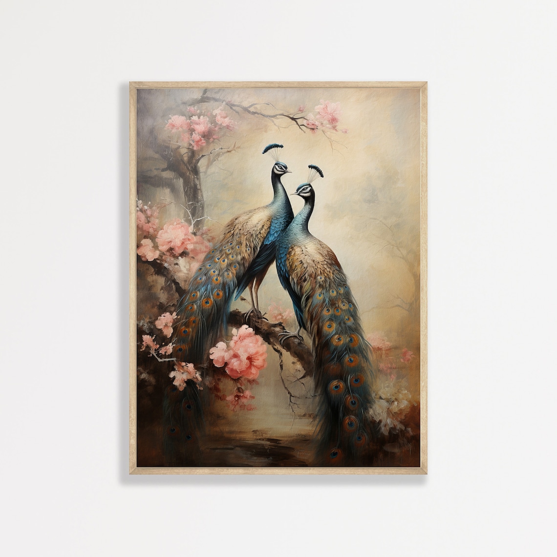 Peacock Wall Art, Moody Vintage Animal Art Print