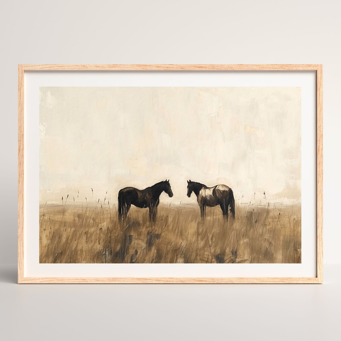 Neutral Horses Vintage Minimalist Country Art Print - Image 2