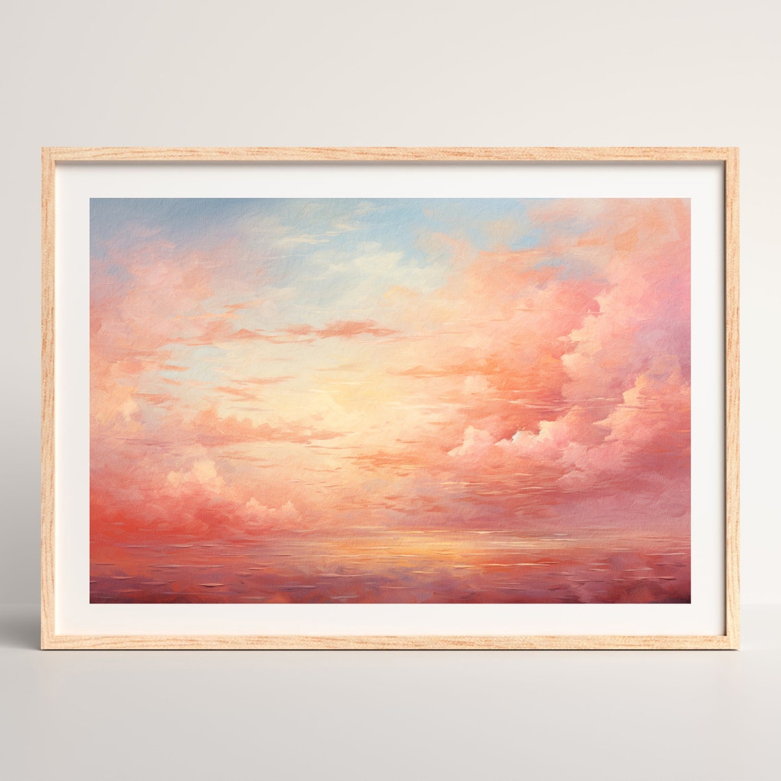 Pastel Pink Sky Print Retro Girls Room Wall Art Trendy Abstract Oil Painting Minimalist Vintage Artwork P 632 - Image 2