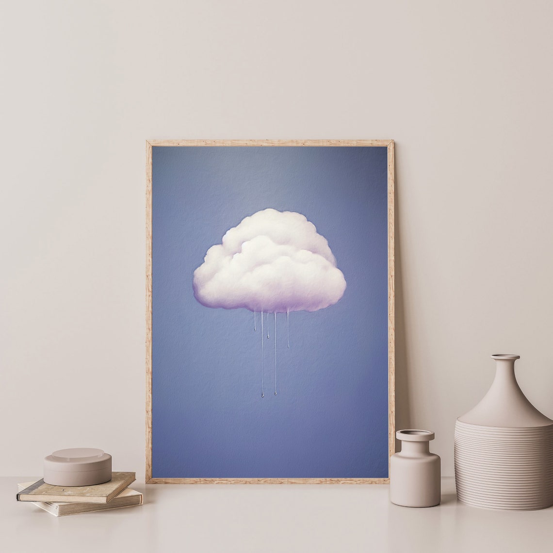 Pastel Cloud Print Muted Purple Wall Art Minimalist Abstract Decor Modern Art Print P 736 - Image 3