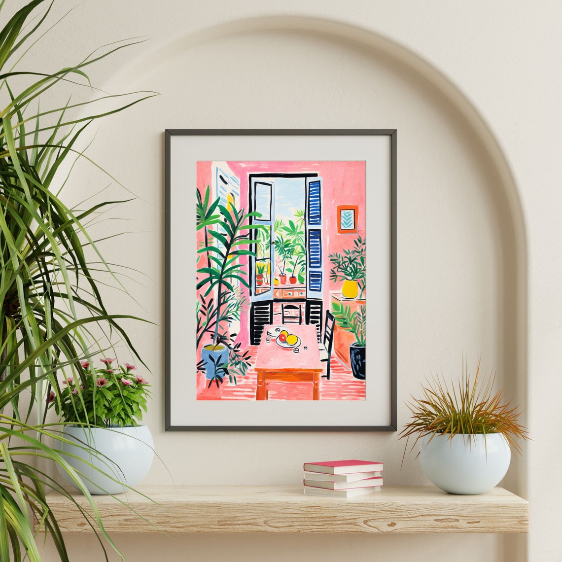 Pink Interior Painting Retro Still Life Matisse Style Wall Art Maximalist Modern Home Decor Kitchen Bathroom Bedroom Print P 386 - Image 2