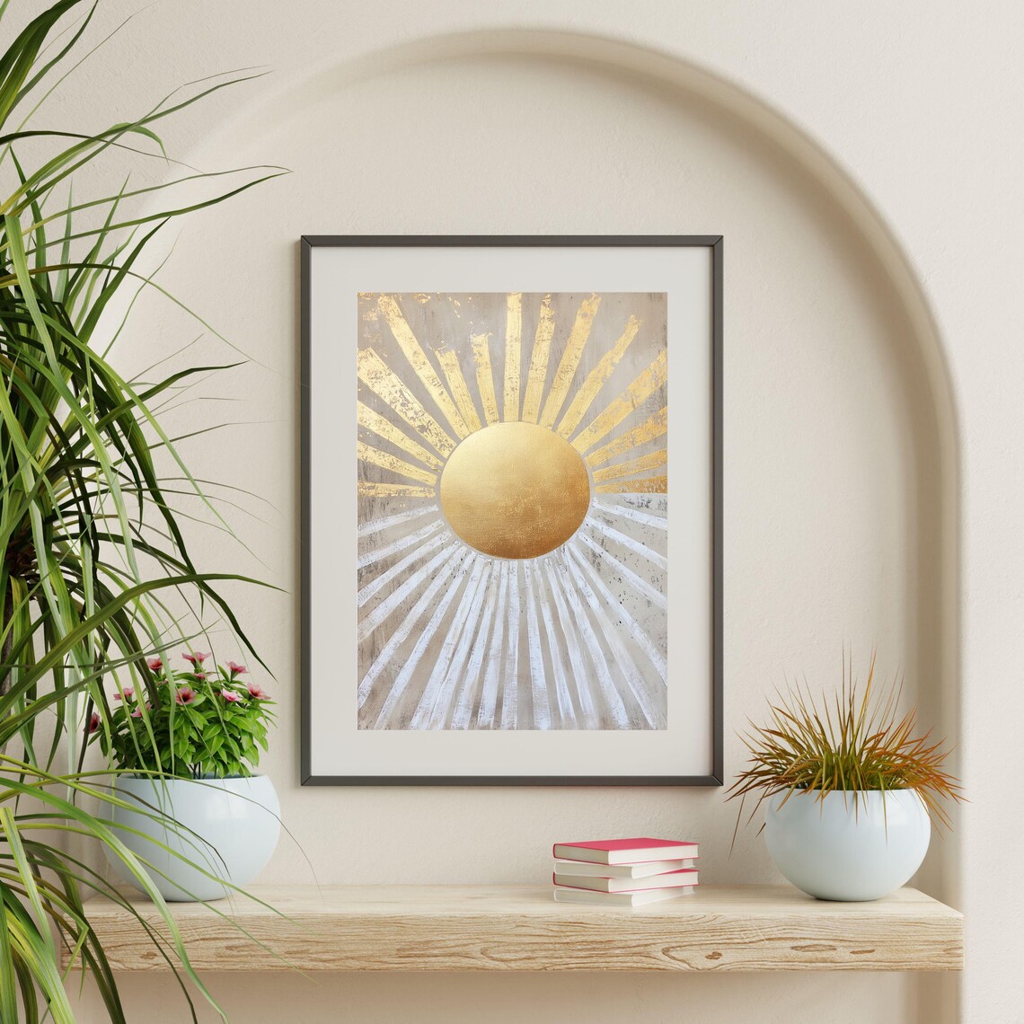 Boho Abstract Sun Print, Minimalist Neutral Art Print - Image 2