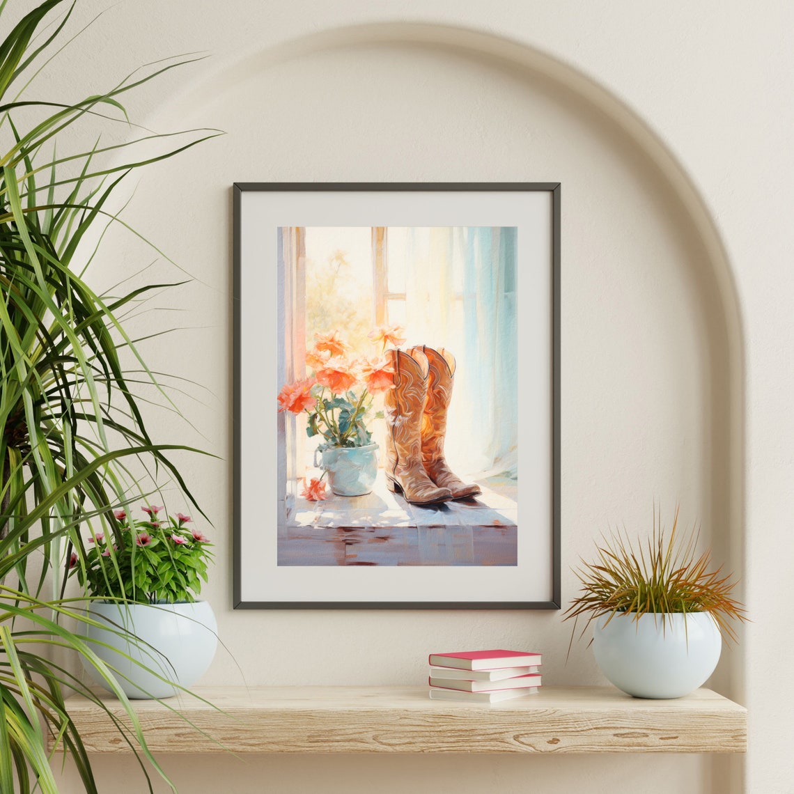 Country Boots Painting Western Cowgirl Wall Art Country Farmhouse Decor Trendy Retro Pastel Wall Decor P 622 - Image 2