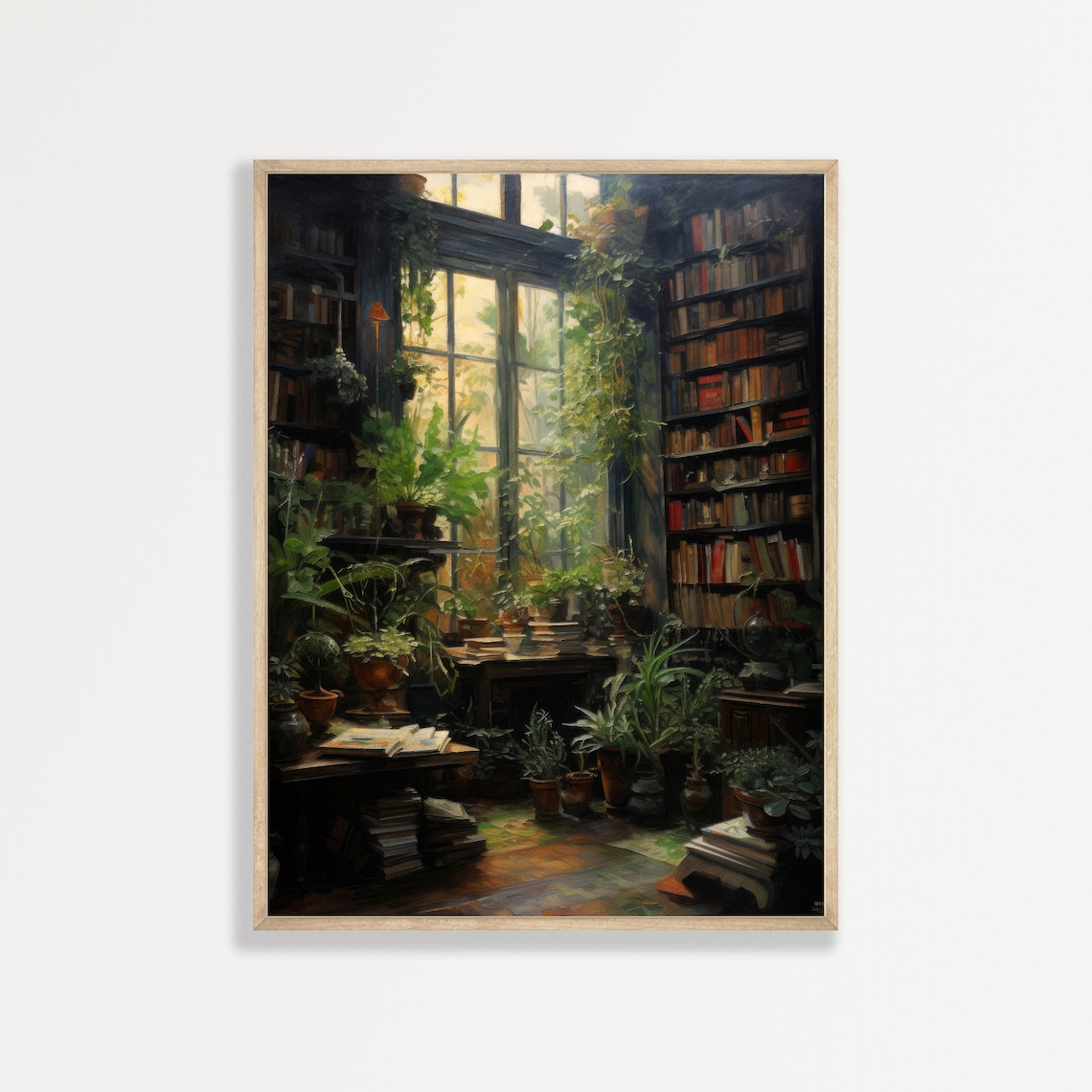 Vintage Library Painting, Gothic Dark Academia Print