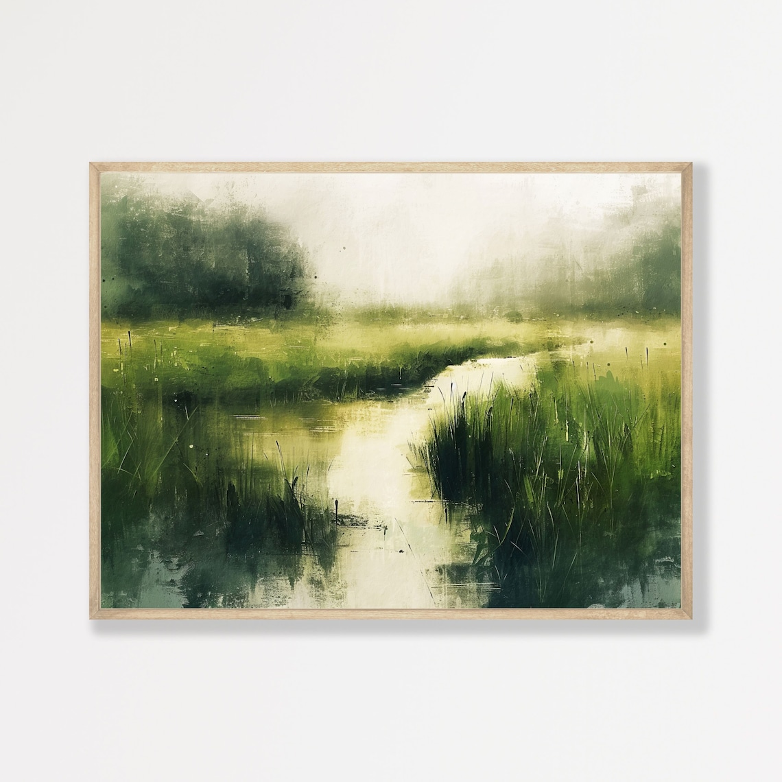 Green Marsh Water Abstract Moody Wetland Minimalist Art Poster