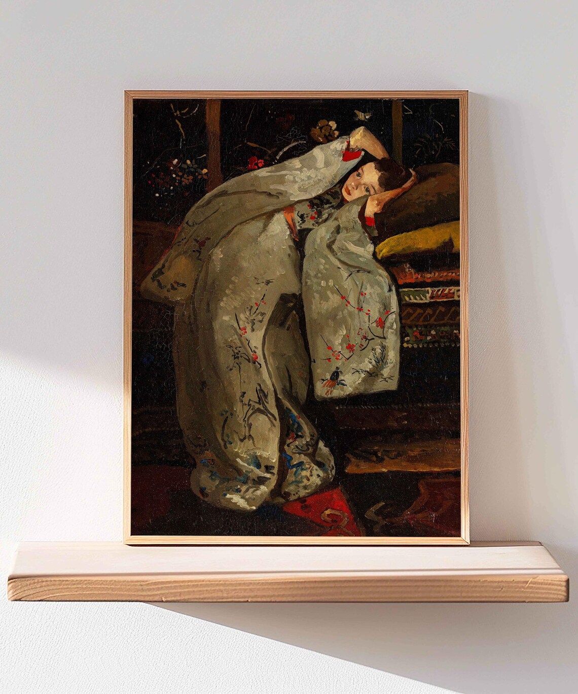 A Girl in White Kimono, Vintage Moody Elegance - Image 2