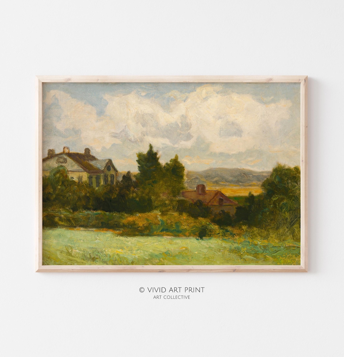 Vintage Countryside Landscape, Rustic Cottage Core