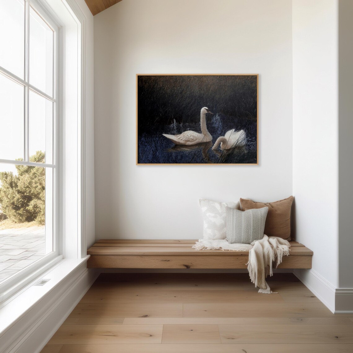 Moody Vintage Swans, Classic Realist Farmhouse Art Print - Image 3