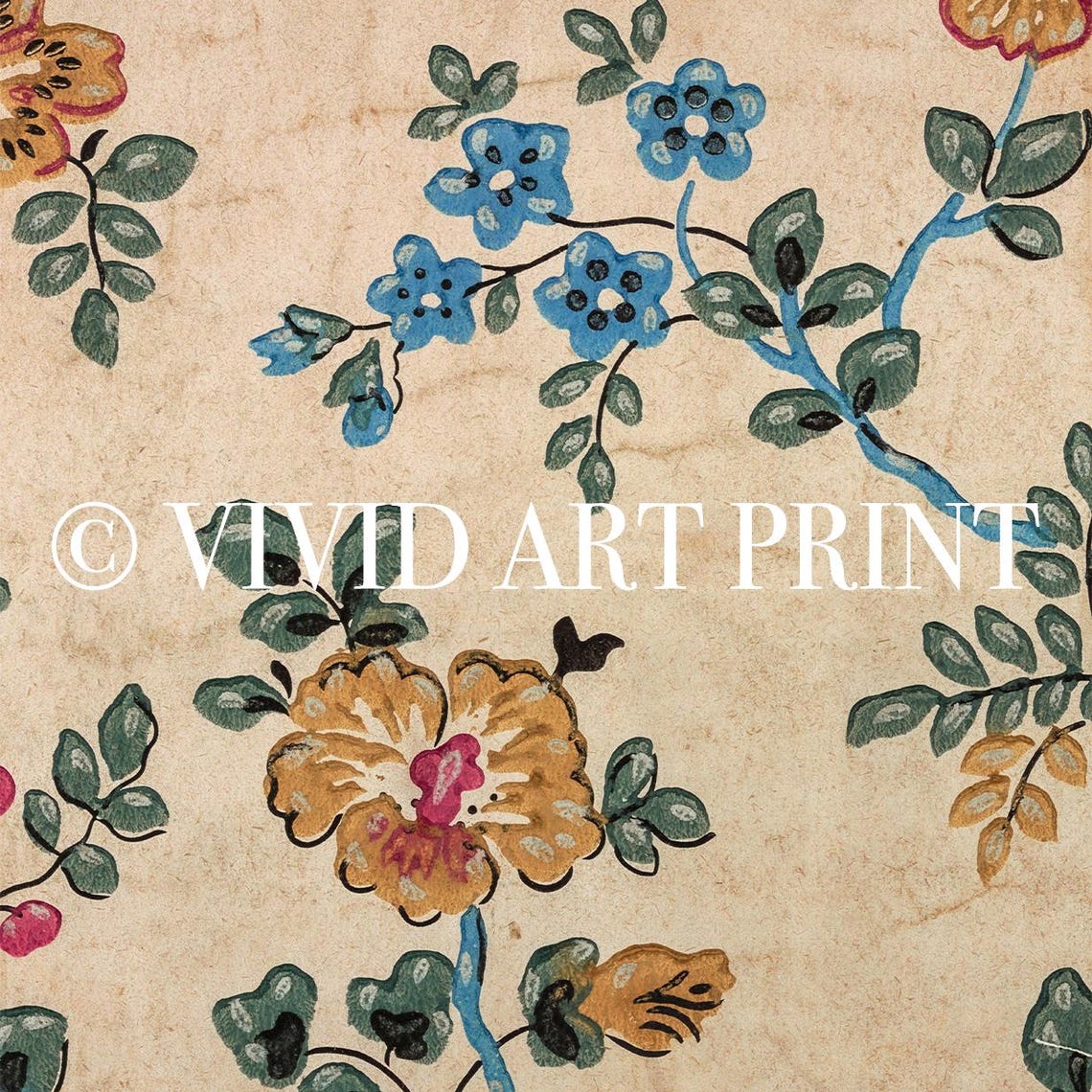 Vintage Floral Pattern Art Print, Rustic Decor - Image 4