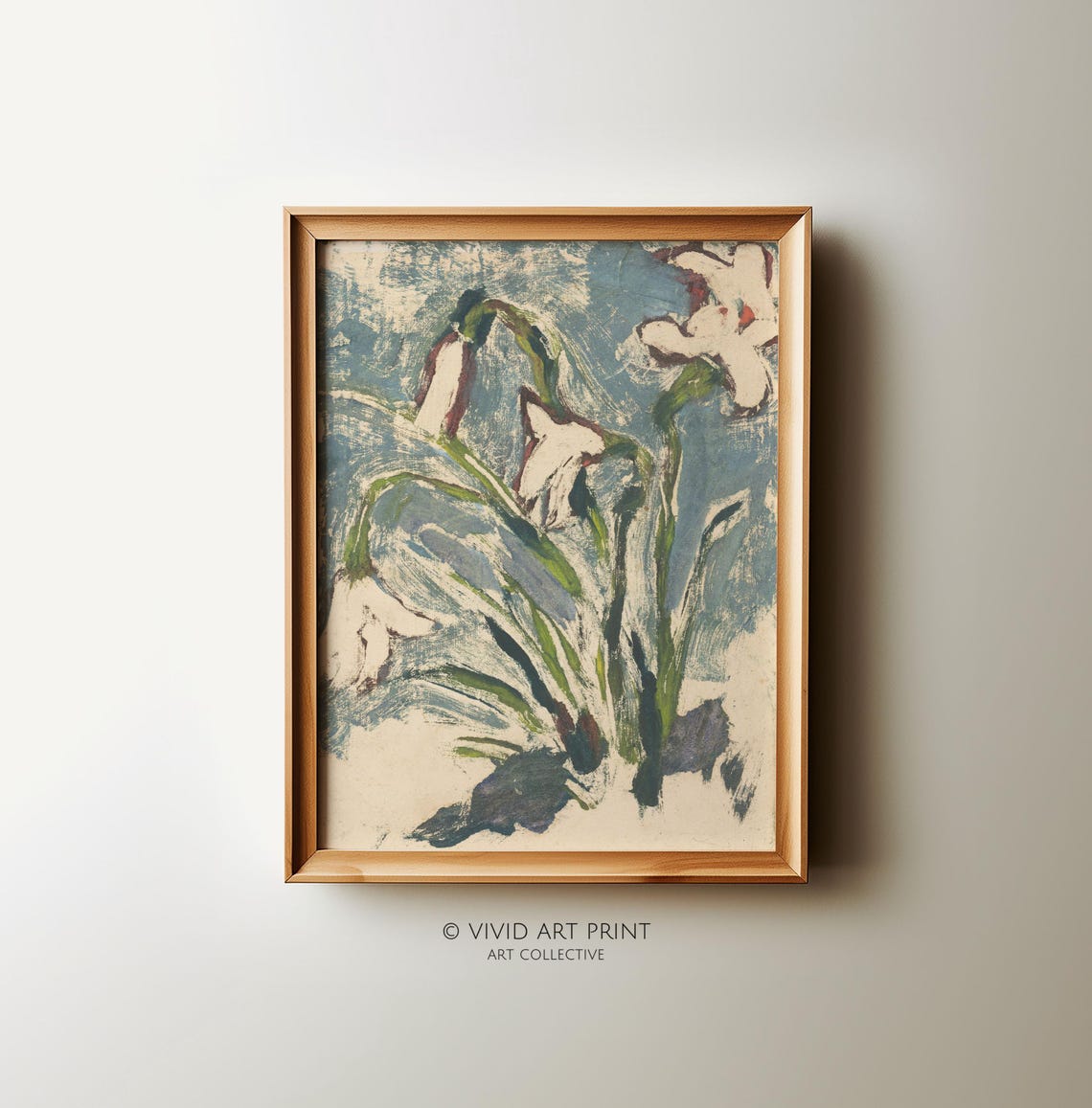 Vintage Abstract Lilies, Botanical Art Print
