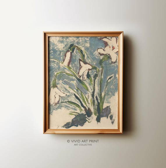 Vintage Abstract Lilies, Botanical Art Print