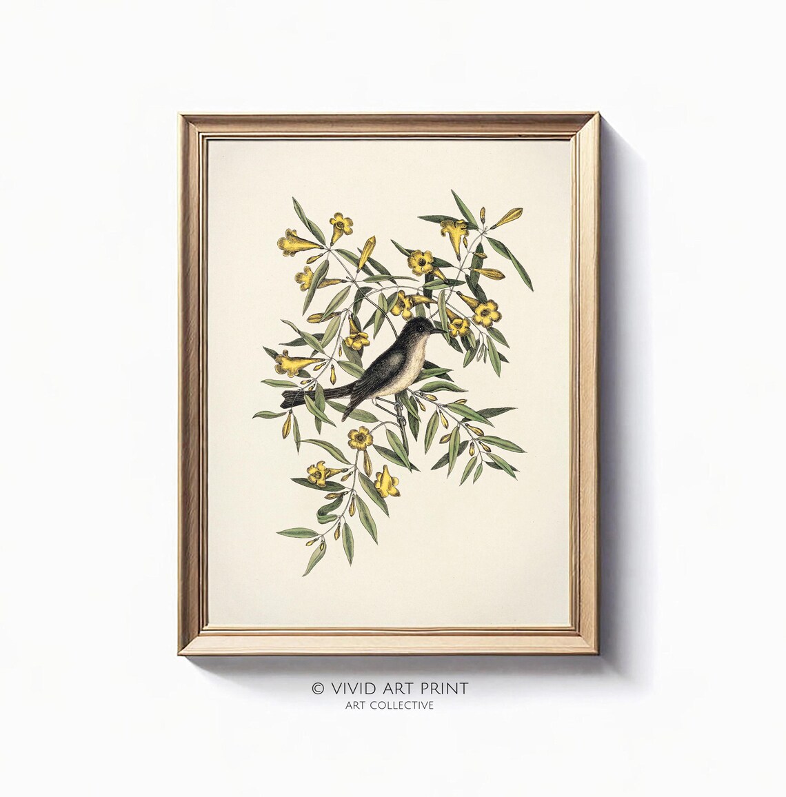Vintage Island Bird And Flowers Art Print