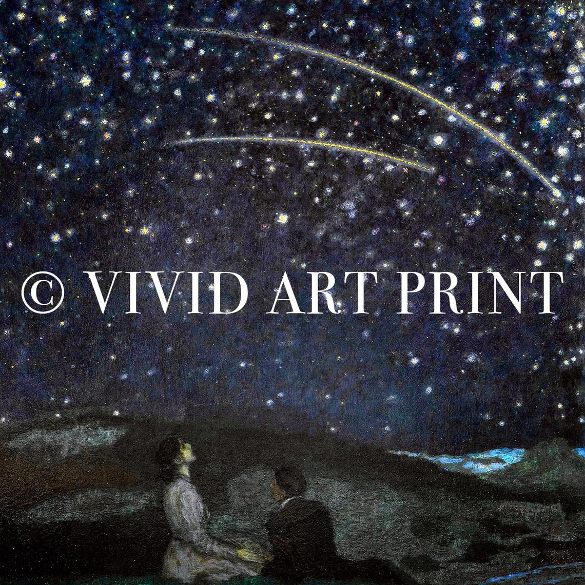 Shooting Stars Night Sky, Vintage Wall Art Print - Image 4