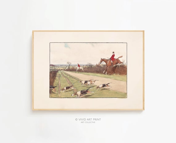 Vintage Fox Hunt Equestrian Riders Hounds Countryside Poster