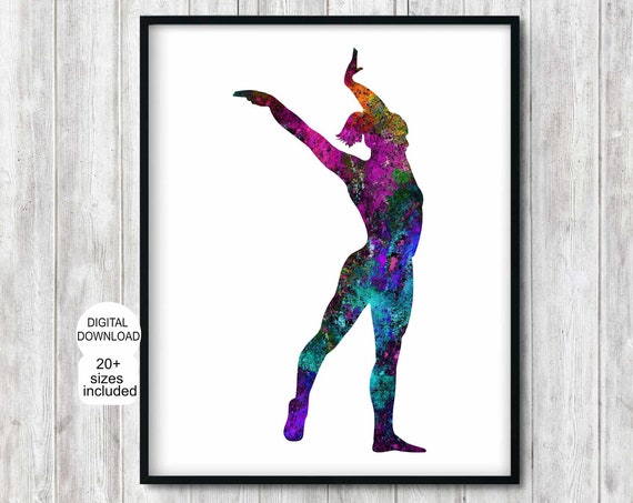 Female Gymnast Floor Routine Print Artistic Gymnastics Wall Art For Teen Girl Room Or Nursery Colorful Sport Poster Decor