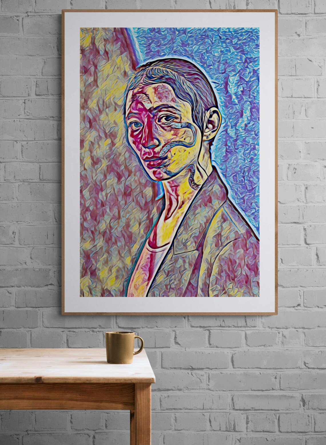 Woman Portrait in Red Yellow and Blue Pop Art Style Print Art - Image 4