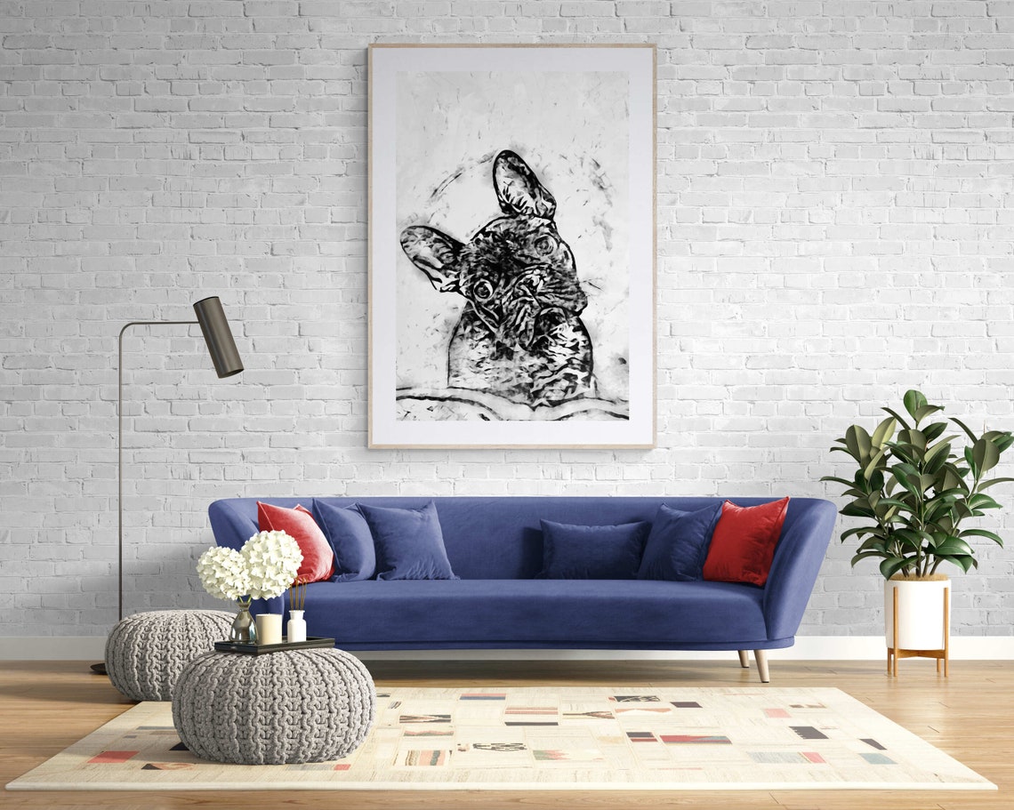 Young Deer in Black Ink Sketch Style Wildlife Portrait Art Print - Image 8