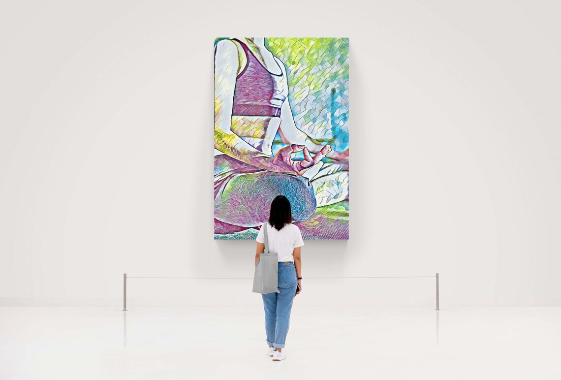 Yoga Meditation Woman Lotus Pose Colorful Mindful Art Poster - Image 4
