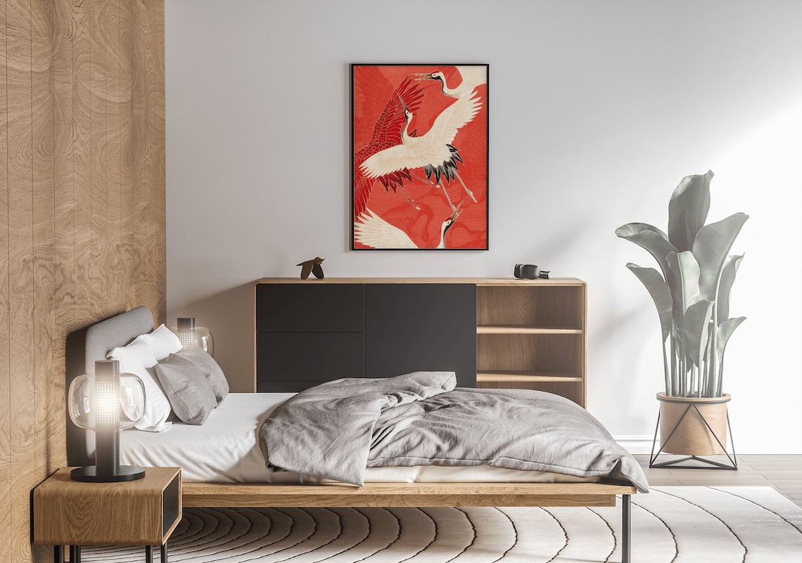 Vintage Japanese Crane Bird Illustration Art Print - Image 4