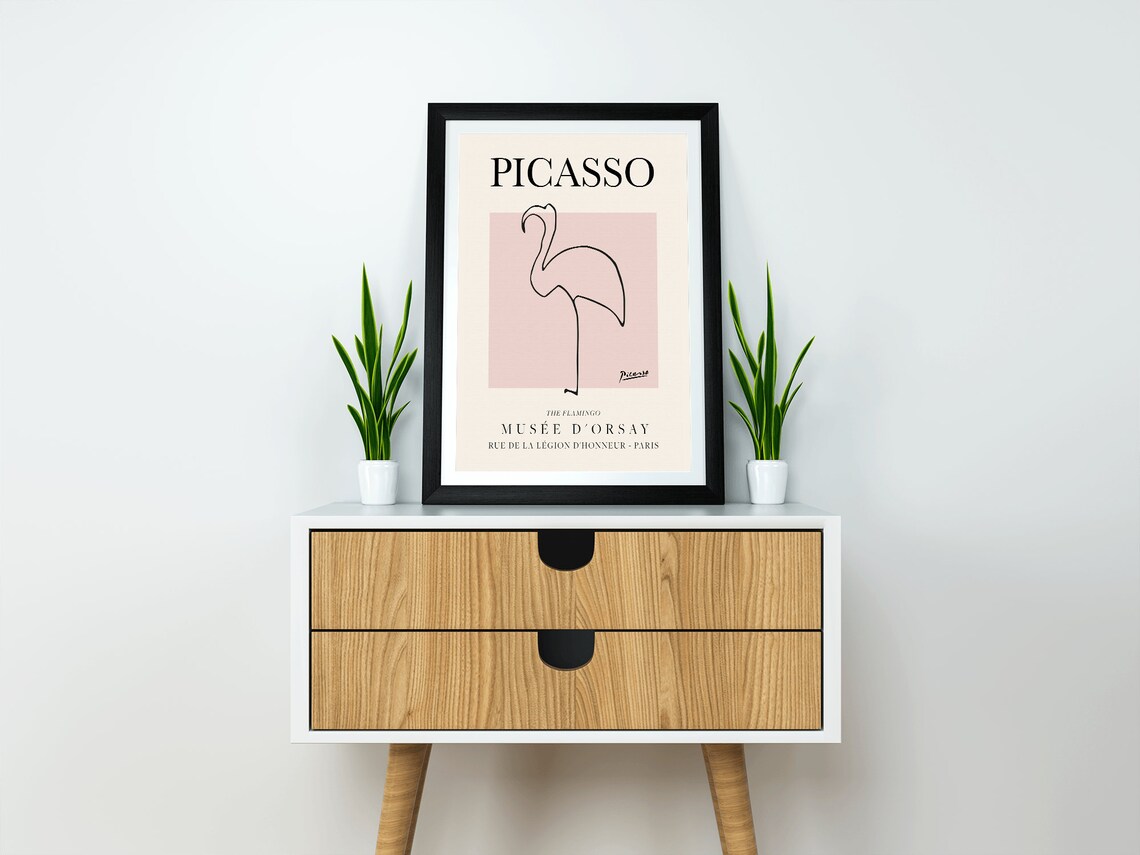 Picasso Flamingo Vintage Line Art Poster - Image 2